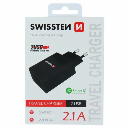 Swissten punjač 2x USB 2,1A crna slika 3