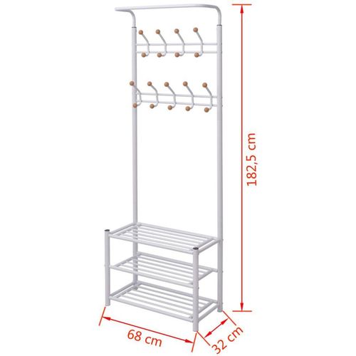 Vješalica za Odjeću s Pohranom Obuće 68x32x182,5 cm Bijela slika 1