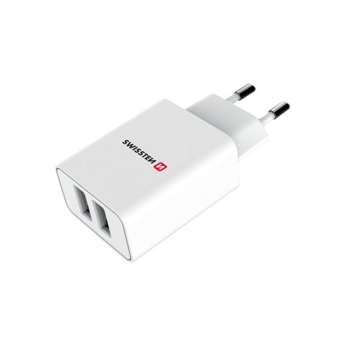 SWISSTEN punjač za AC220, 2xUSB, 2.1A, SMART IC, bijeli+ microUSB kabel slika 2