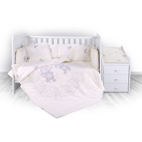 LORELLI TREND 4-dijelni Set Posteljine s Podlogom za Prematanje Ranforce Happy Hippo Beige 110 x 60 cm slika 1