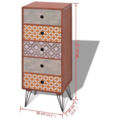 Bočna Komoda sa 5 Ladica Smeđa slika 2