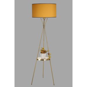 Venedik sehpalı eskitme lambader silindir hardal abajurlu Mustard Floor Lamp