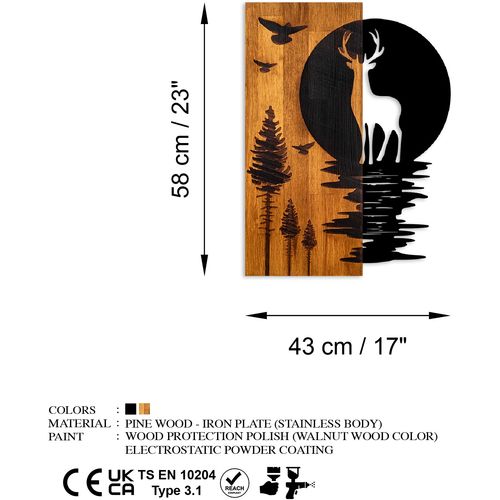 Deer and Moon Walnut
Black Decorative Wooden Wall Accessory slika 7