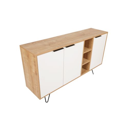 Woody Fashion Komoda, hrastBijela boja, Clara Console - Oak, White slika 11