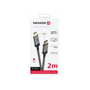 SWISSTEN kabel HDMI 2.0, 60Hz, 18GB/s, 4K, do 21:9, 2m, pozlaćeni konek, crni