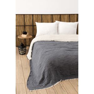 Muslin Yarn Dyed - Anthracite Anthracite Double Bedspread