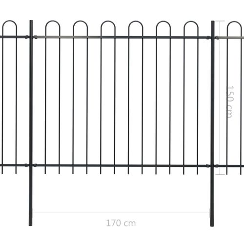 Vrtna ograda s ukrasnim lukovima čelična 5,1 x 1,5 m crna slika 5