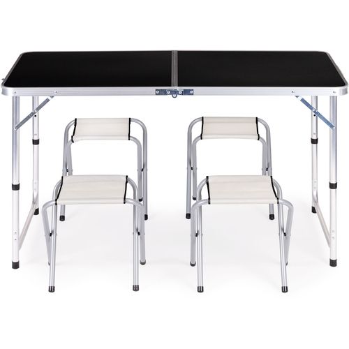 Modernhome set za kampiranje stol+4 stolice - crni slika 2