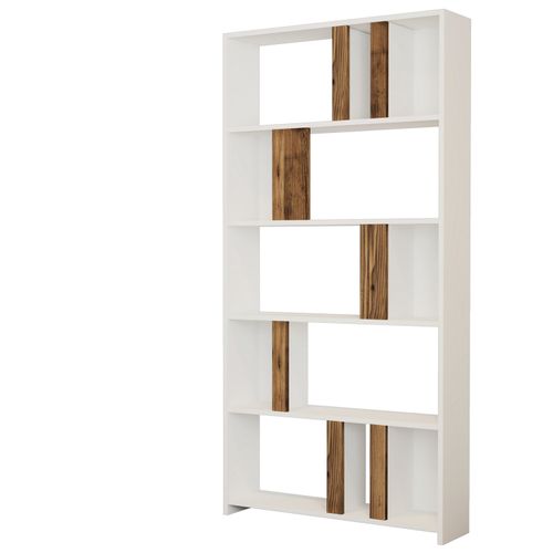 Woody Fashion Polica za knjige, Lima - White, Walnut slika 4