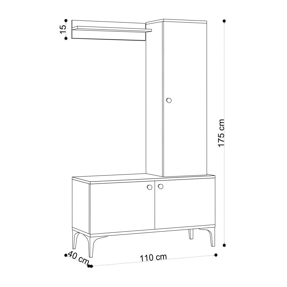 Hall Stand Lex - Orah i Crna slika 4