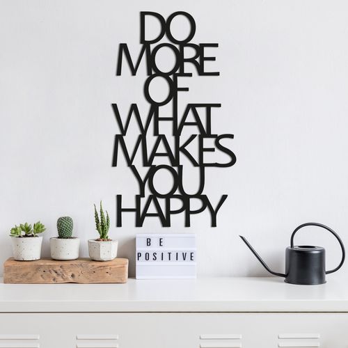 Wallity Do More Of What Makes You Happy Black Decorative Metal Wall Accessory slika 1