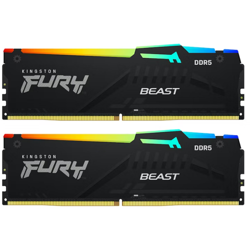 Kingston KF556C36BBEAK2-32 DDR5 32GB (2x16GB) 5600MHz [FURY BEAST RGB], Non-ECC UDIMM, CL36 1.25V, 288-Pin 1Rx8, Memory Kit, w/RGB Heatsink slika 1