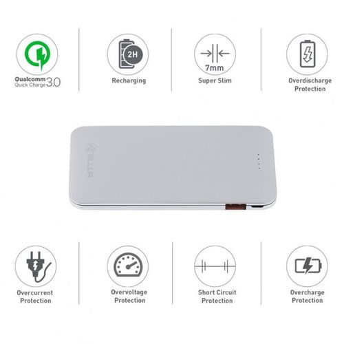 TELLUR POWER BANK QC 3.0 FAST CHARGE, 5000mAh, SILVER slika 2