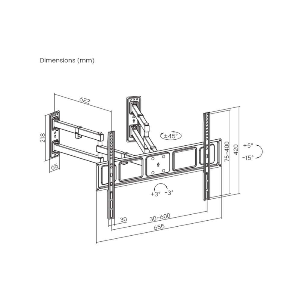 SBOX Stalak PLB-1348-2 (32-70"/45kg/600x400) slika 2