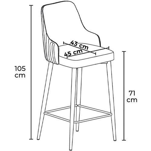 Enox - Cappuccino, White Cappuccino
White Bar Stool Set (2 Pieces) slika 3