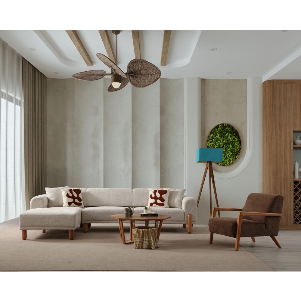 Lyke Left - Krem Krem Kutna Sofa na Razvlačenje slika 3