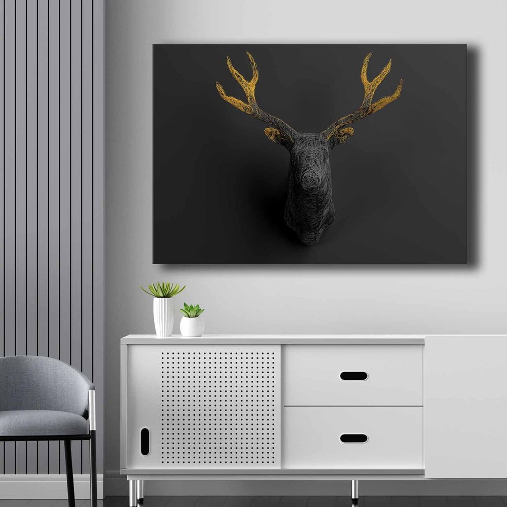 Dekorativna Slika na Platnu - Zlatno-Crna, 70x100 cm slika 1