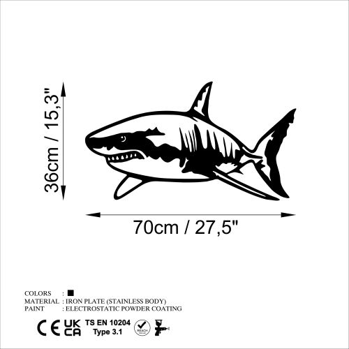 Wallity Metalna zidna dekoracija, Shark - L slika 6