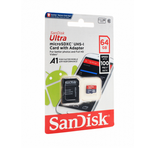 Micro SDHC SanDisk 64GB, 100MB/s, sa adapterom slika 1