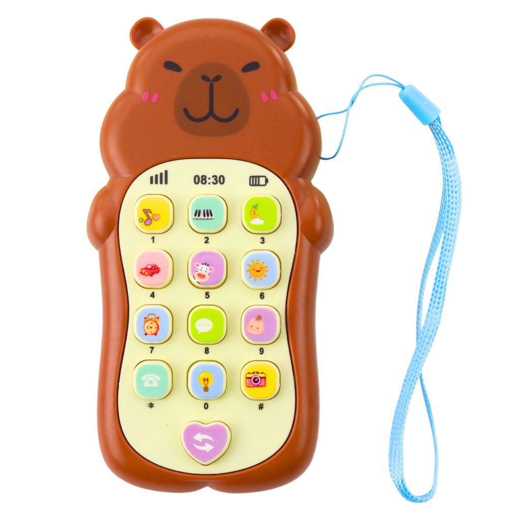 Dječja edukativna svjetla za telefon, zvukovi, melodije, Capybara Brown slika 2