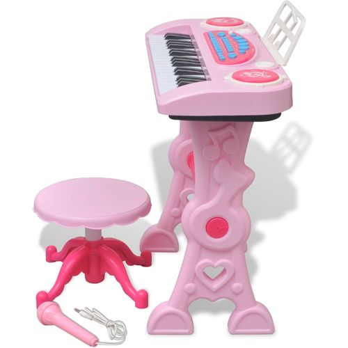Ružičasta dječja klavijatura s 37 tipki, stolcem i mikrofonom slika 28