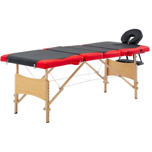 Sklopivi masažni stol s 4 zone drveni crno-crveni slika 26
