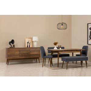 Vina Bench 04 1048 - Set Trpezarijskog Namještaja u Tamnom Plavom Orahu