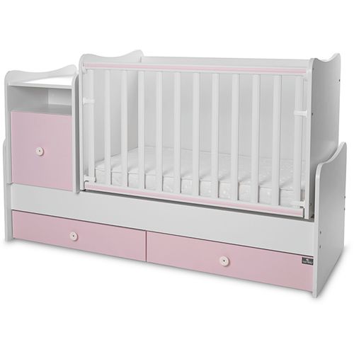 LORELLI TREND PLUS Modularni krevetić 4in1 s Mehanizmom Ljuljanja White/Orchid Pink  slika 1