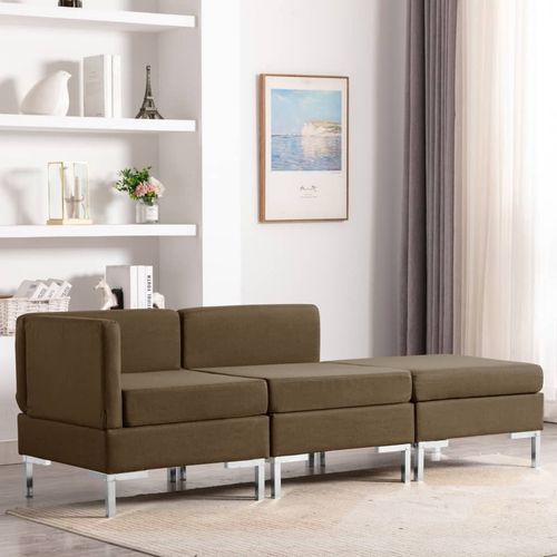 3-dijelni set sofa od tkanine smeđi slika 24