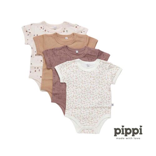 Pippi - Bodi kratki rukav s printom (4 kom), Burlwood, vel. 68 slika 2