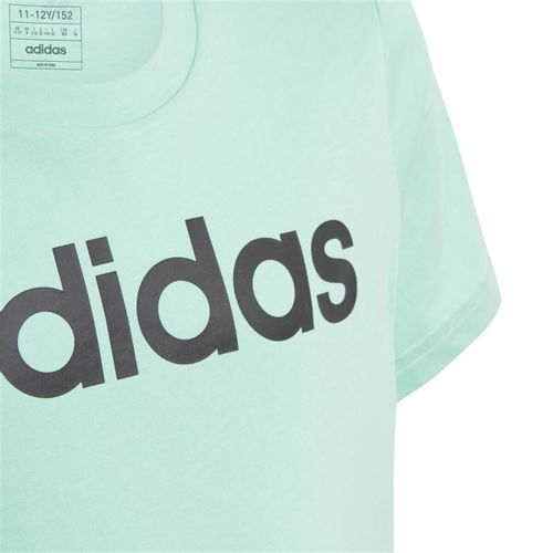 Dječja Majica Kratkih Rukava Adidas Linear Logo - Zelena Akvamarin (14-15 godina) slika 3