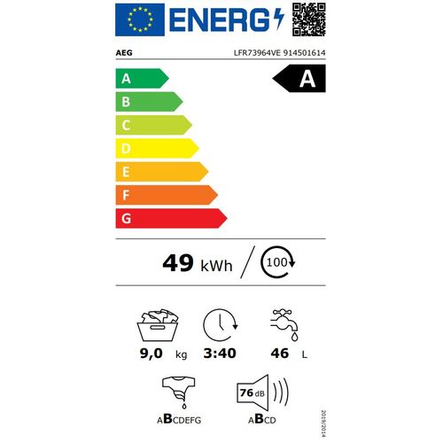 AEG LFR73964VE Veš mašina, 9 kg, 1600 rpm, Dubina 66 cm, WOOLMARK BLUE sertifikat slika 5