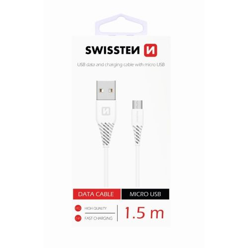 SWISSTEN kabel USB/microUSB, 1.5m, microUSB priključak 6.5mm, bijeli slika 1