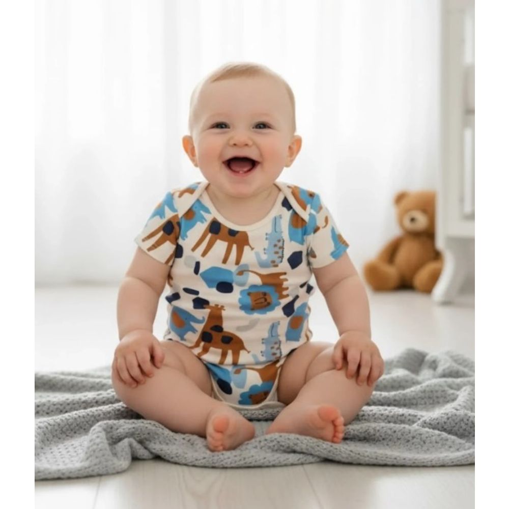 Minoti Bodi sa kratkim rukavima za bebe - Lav, 0 mj - 2kom slika 8