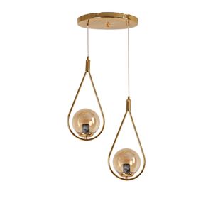 Damla 2 Li Tepsili Gold Bal Camlı Sarkıt Gold Chandelier