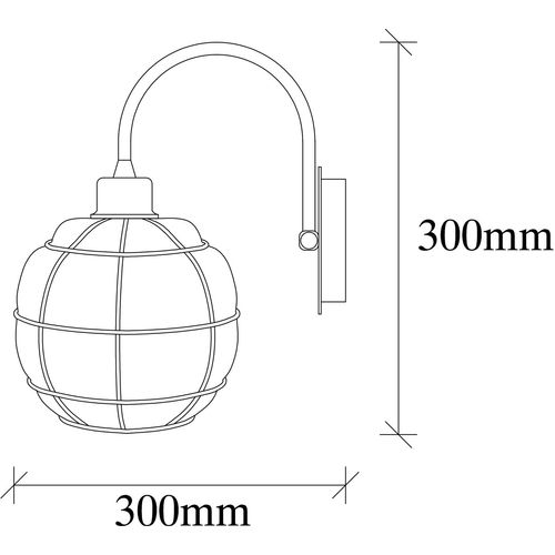 Opviq Zidna lampa SAFERUM, bakar, metal- staklo, 23 x 27 cm, visina 30 cm, promjer sjenila 20 cm, visina 19 cm, E27 40 W, Safderun - 401-A slika 4
