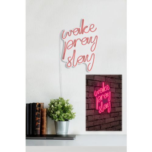 Wallity Ukrasna plastična LED rasvjeta, Wake Pray Slay - Pink slika 12