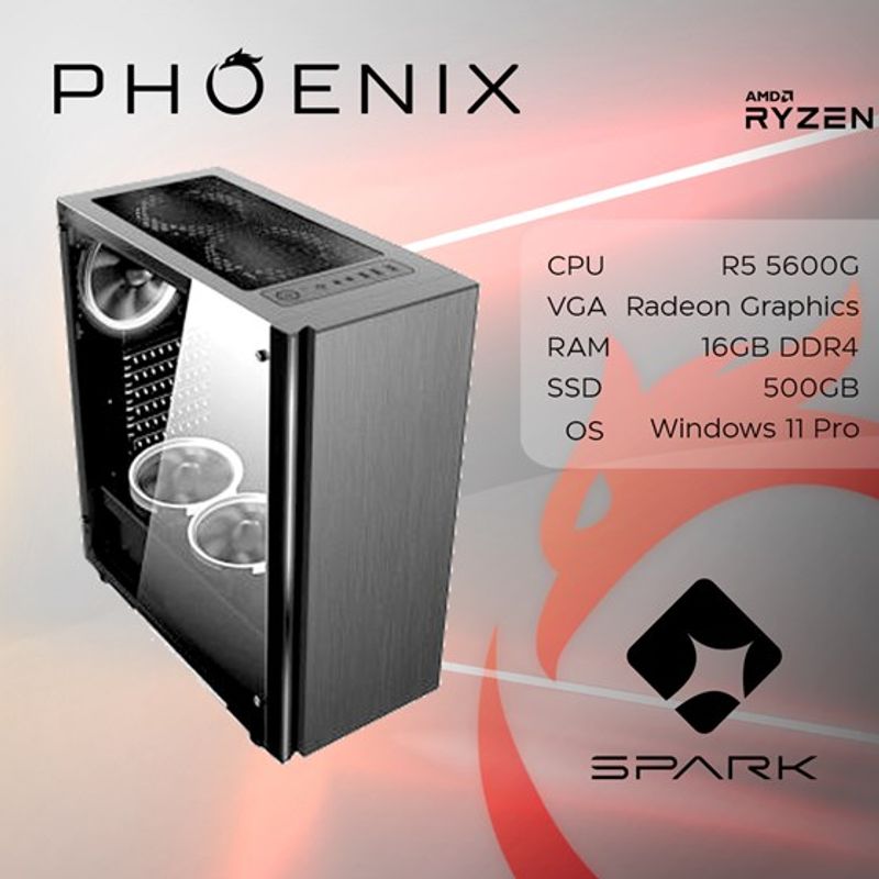 Phoenix Računalo Phoenix SPARK Y-132 AMD RYZEN 5 5600G/16GB DDR4/NVMe SSD 500GB/Windows 11 PRO image