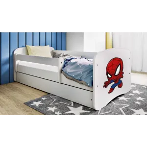 Drveni Dečiji Krevet Spiderman Sa Fiokom - Beli - 180X80 Cm