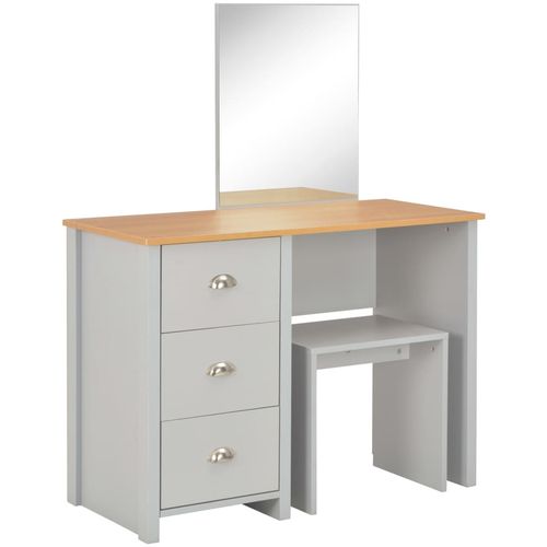 Toaletni stolić s ogledalom i stolcem sivi 104 x 45 x 131 cm slika 37
