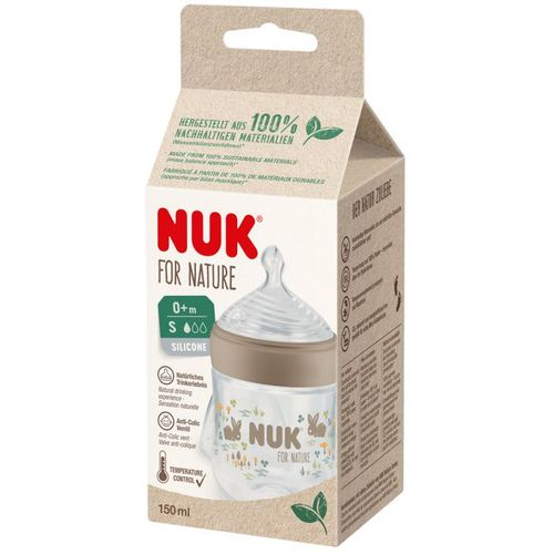 NUK Flašica For Nature sa indikatorom temperature 150ml 0-6mj, Bež slika 3