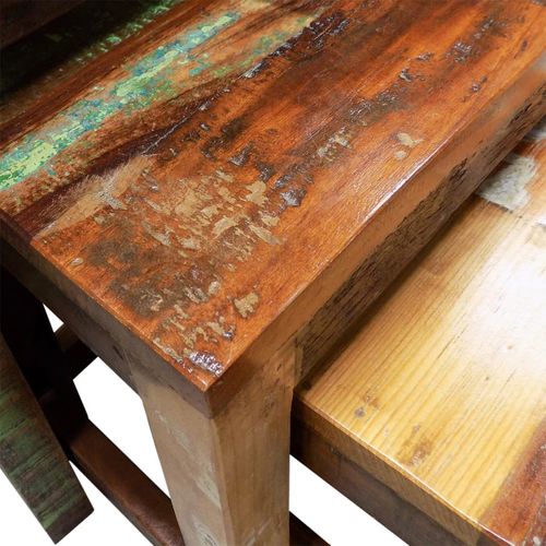 3-dijelni set uklapajućih stolića starinski obnovljeno drvo slika 50