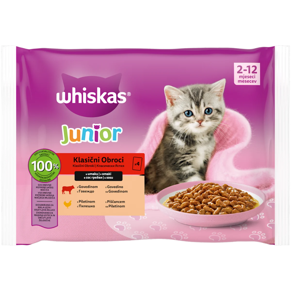 Whiskas 2-12 Junior Mix, 4x85g slika 1