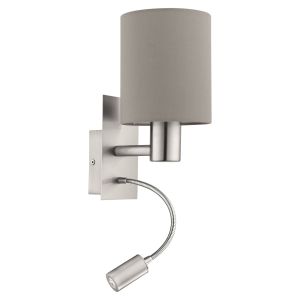 Eglo Pasteri Zidna Lampa 2, E27, LED 3,5W, Nikl-Mat, Sivo-Smeđa