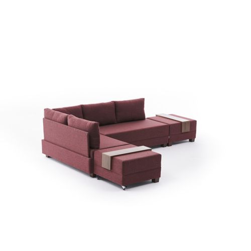 Atelier Del Sofa Kutna garnitura na razvlačenje, Bordo crvena, Fly Corner Sofa Bed Left - Claret Red slika 6