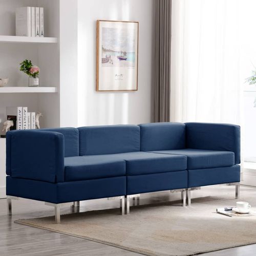 3-dijelni set sofa od tkanine plavi slika 27