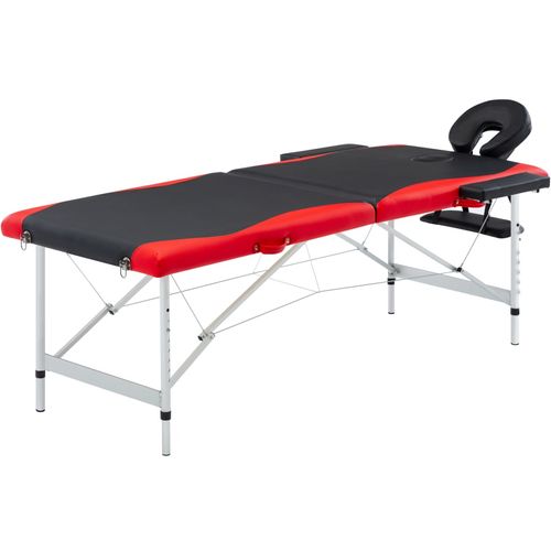 Sklopivi masažni stol s 2 zone aluminijski crno-crveni slika 15