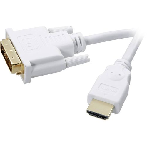 SpeaKa Professional DVI / HDMI adapterski kabel DVI-D 18+1-polni utikač, HDMI A utikač 2.00 m bijela SP-7870336 pozlaćeni kontakti DVI kabel slika 1