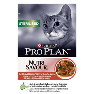 PRO PLAN Sterilised Nutrisavour, nježni komadići s govedinom u umaku, 26x85g