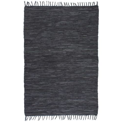 Ručno tkani tepih Chindi od kože 120 x 170 cm sivi slika 12